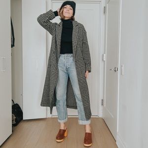 Oversized Plaid Trench Jacket